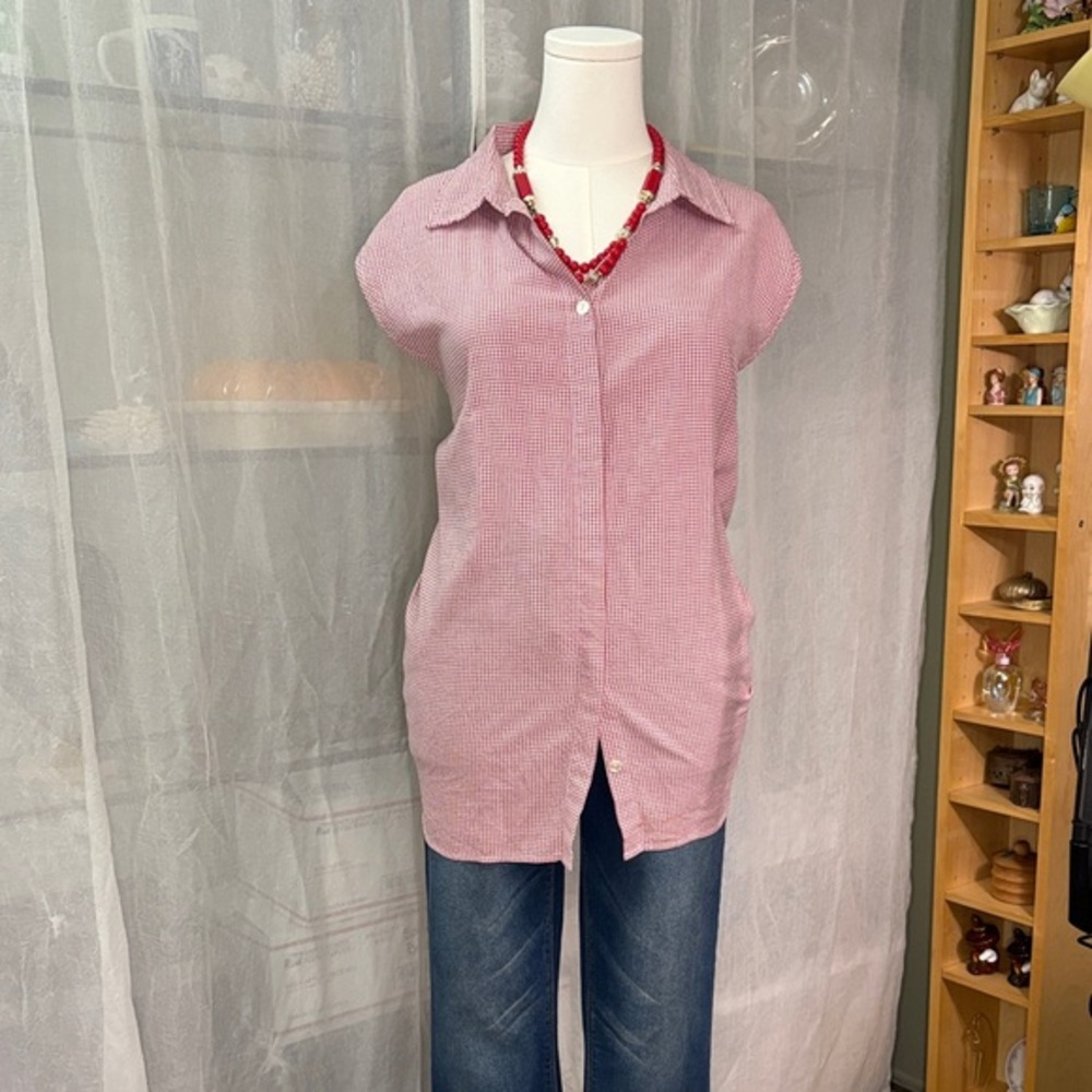Krazy Kat Red and White Button-Down Shirt